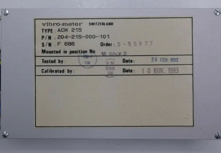 Vibro Meter ACM 215 204-215-000-101 (204-103-020-101) Calibrator Module