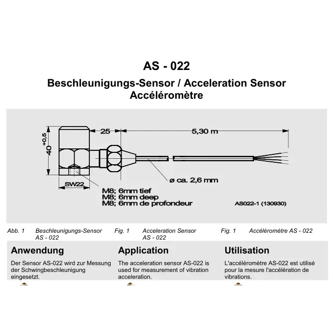 B&K VIBRO AS-022 Acceleration Sensor